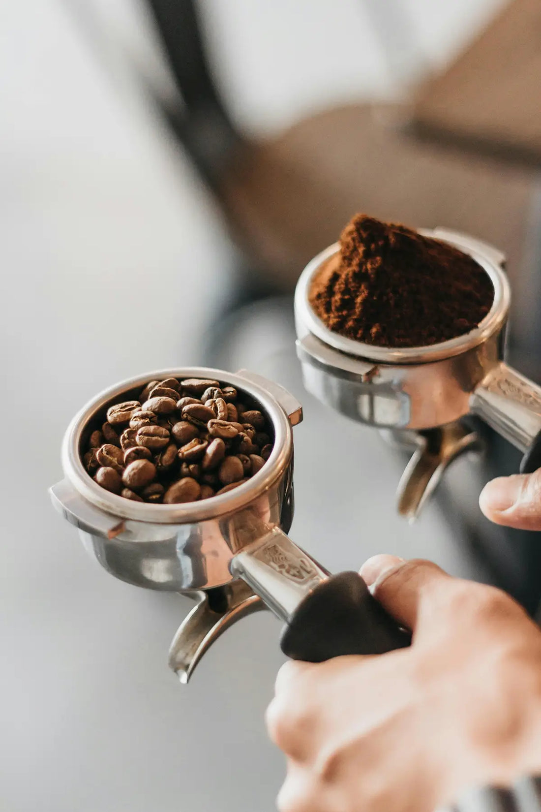 whole + ground coffee beans for article on how to make a good cup of coffee