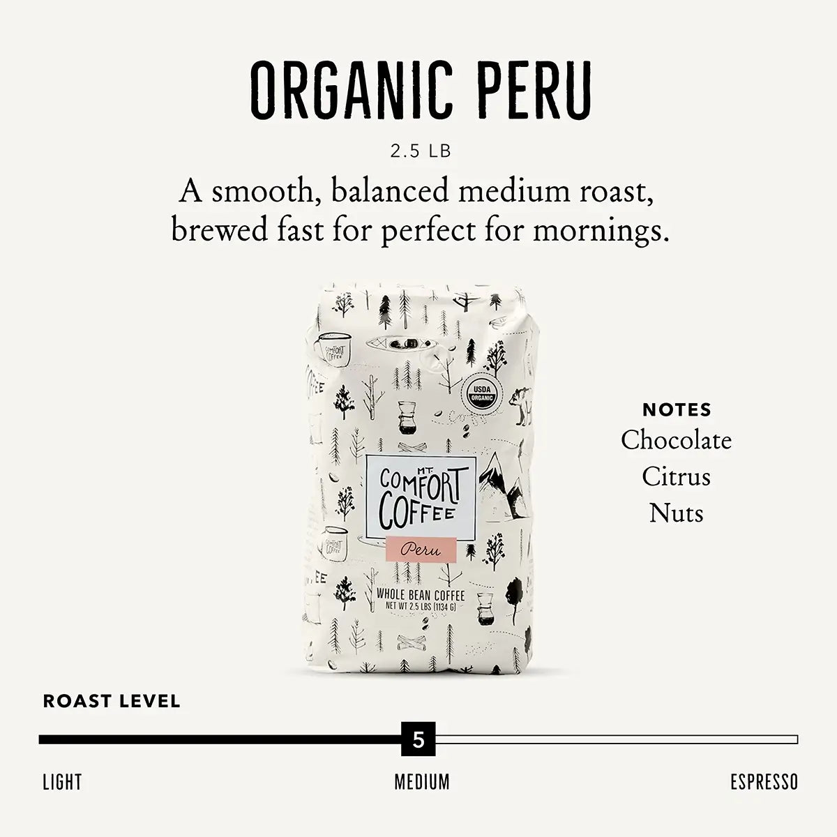 Organic Peru, Medium Roast, 2.5lb.