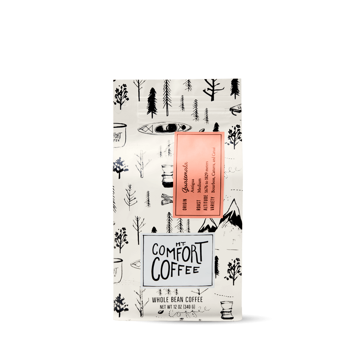 Mt Comfort’s Guatemalan coffee in 12oz package - shop whole bean single origin coffee