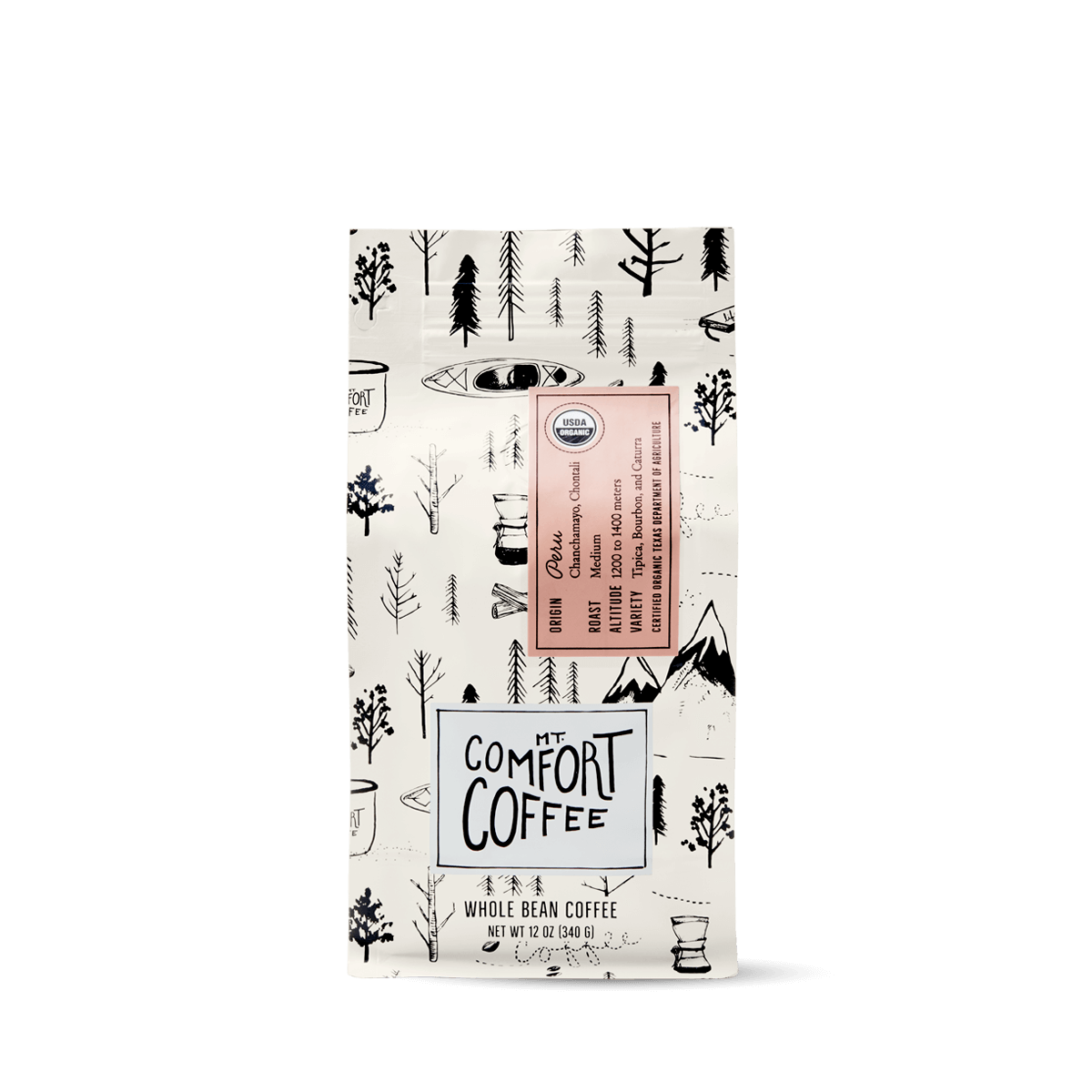 Mt Comfort's best coffee beans - organic peru 12oz bag
