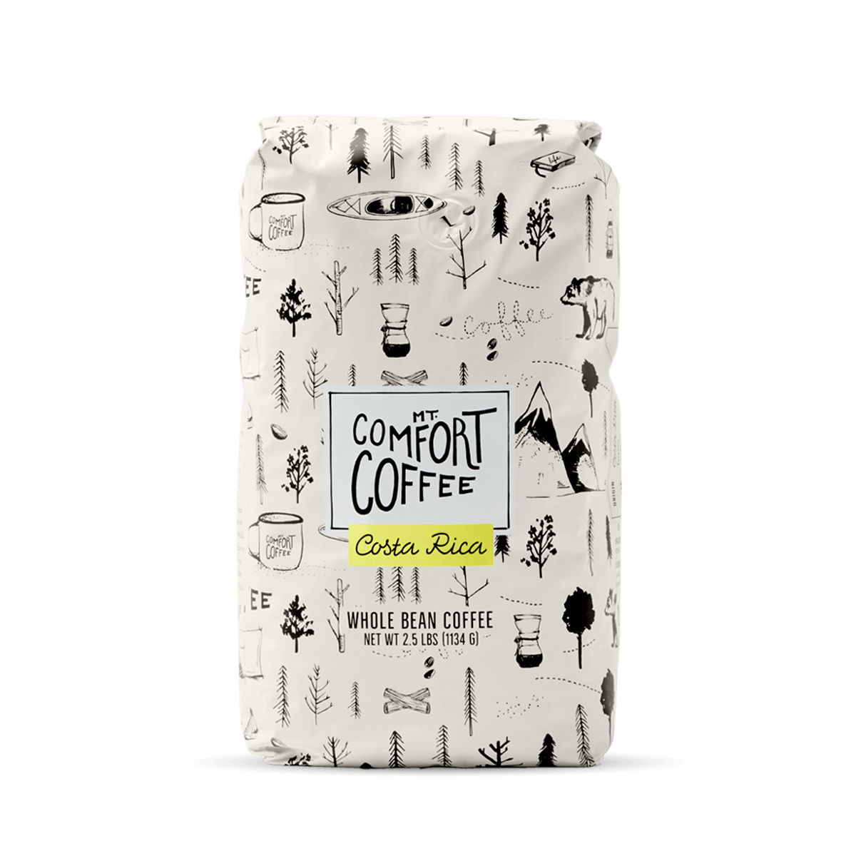 Mt. Comfort - Costa Rican High Quality Coffee Beans - 2.5lb Whole Beans Bulk Bag