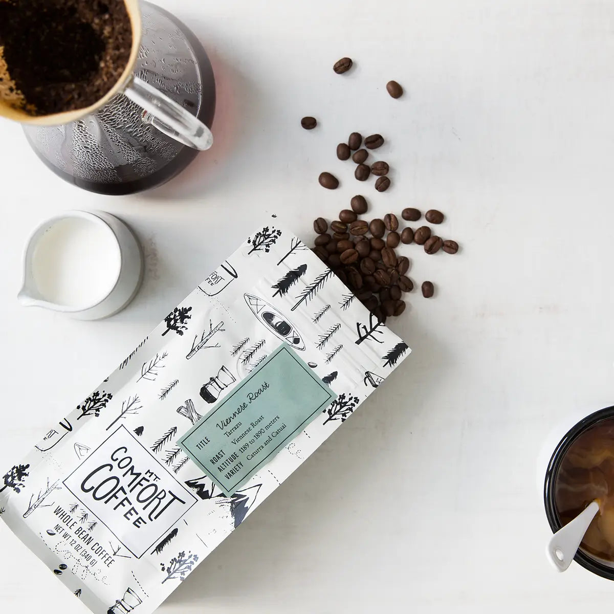 Package of Whole Bean Costa Rica Viennese Dark Roast Coffee By Mt. Comfort 