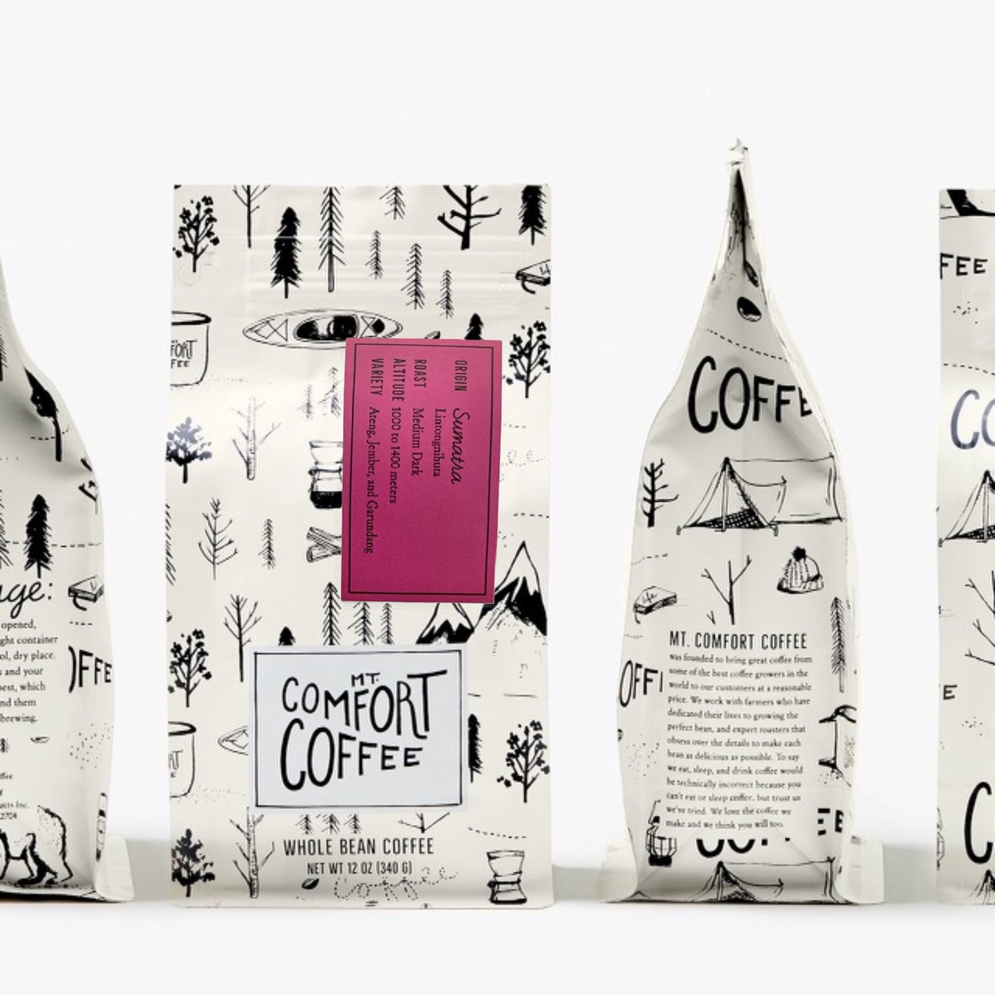Mt Comfort Coffee packaging for Sumatra coffee medium dark roast